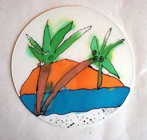 Palm trees on silk hoop