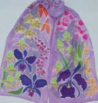 mixed orchids on large silk scarf