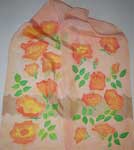 peach roses on silk